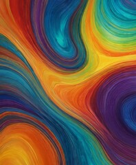 Obraz premium a vibrant abstract painting featuring a swirling pattern of colors, predominantly in shades of blue, orange, yellow, and purple, creating a dynamic and