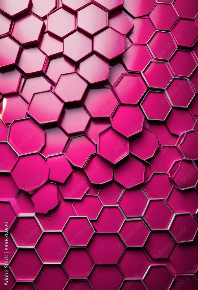 Fototapete a repeating pattern of pink hexagonal shapes, creating a visually striking and geometric design