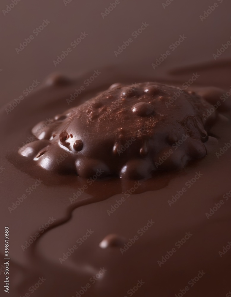 Aufkleber a close-up chocolate-covered object, possibly a cookie or a piece of cake, with a glossy, shiny surf