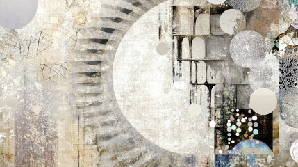 An elaborate abstract composition filled with geometric forms, intricate patterns, and textures, weaving together to form a visually complex yet harmonious presentation.