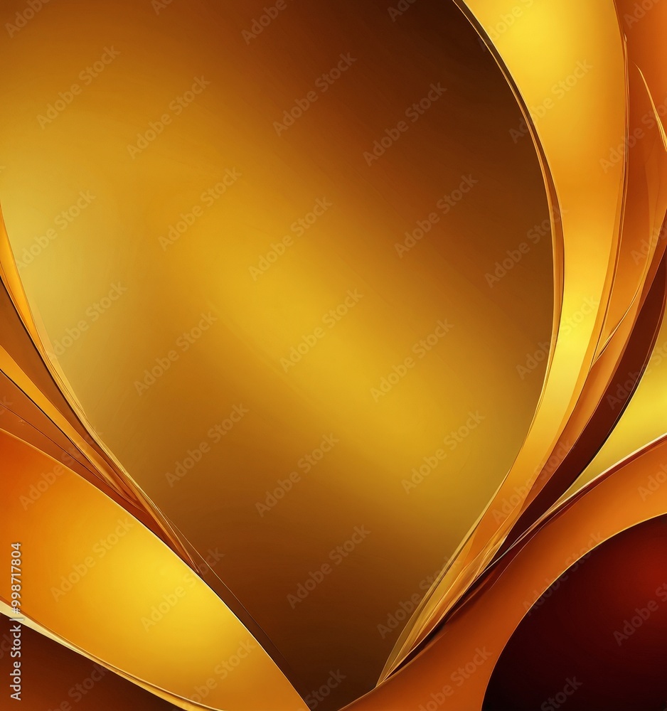 Aufkleber a vibrant abstract composition of overlapping curved lines in shades of gold and red, creating a dyn