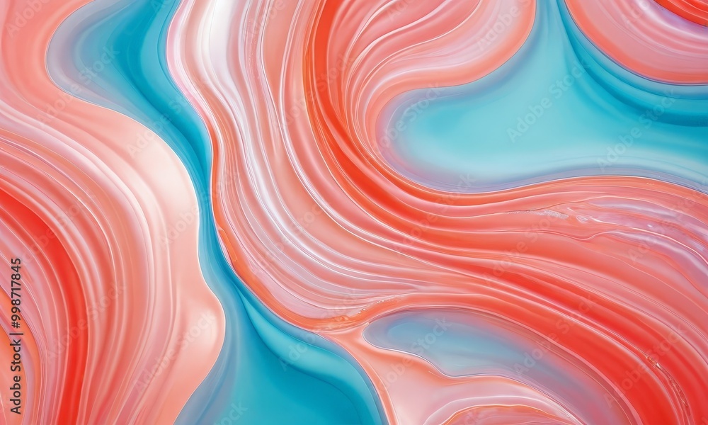 Aufkleber a vibrant abstract pattern composed of fluid, swirling lines in shades of pink, blue, and white, cre