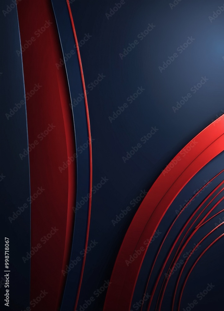 Aufkleber a dark blue background with red and blue curved lines intersecting at various angles, creating a dynamic and abstract composition.