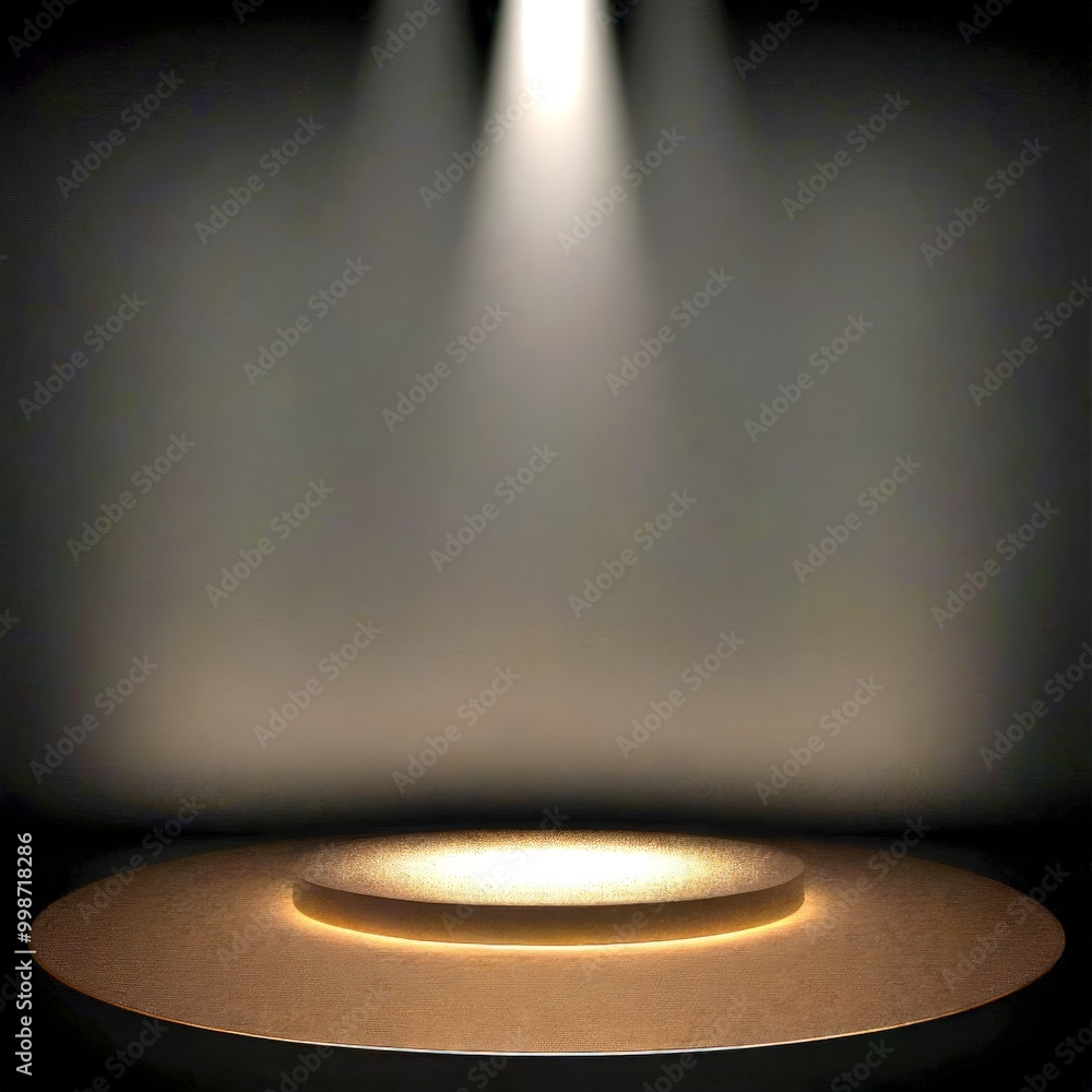 Aufkleber a spotlight shines down on a circular podium, casting a warm glow on the surface below
