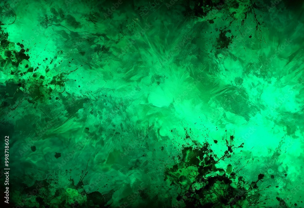 Poster a vibrant abstract pattern with a mix of green, black, and white colors, creating a dynamic and visu