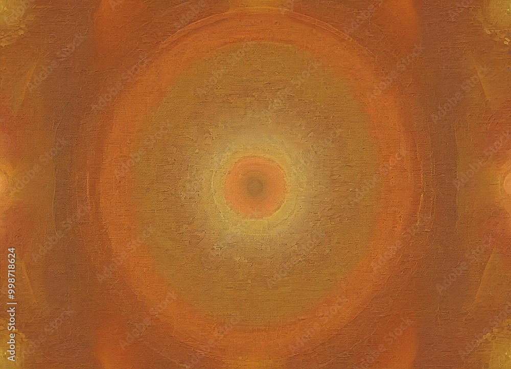 Poster a circular pattern with a gradient of warm colors, transitioning from a deep orange at the center to