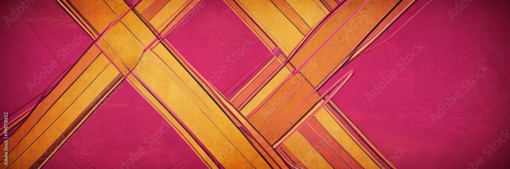 Poster a vibrant abstract composition of intersecting diagonal lines in shades of pink and orange, creating