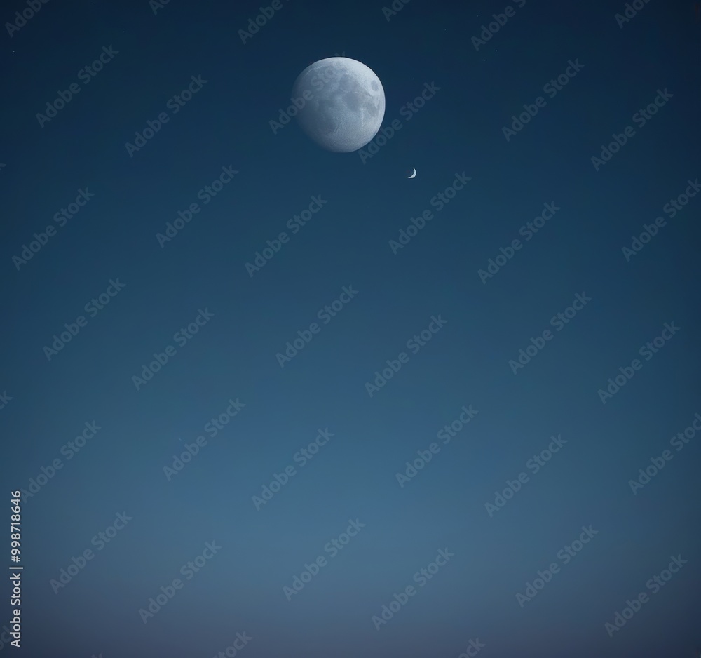 Aufkleber a full moon and a crescent moon are visible in the night sky, with the crescent moon positioned slig