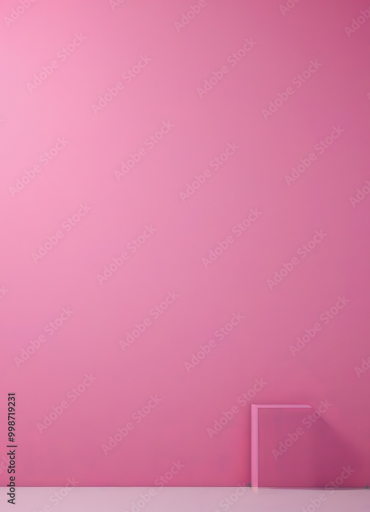 Aufkleber a minimalist pink wall with a small square object on the right side