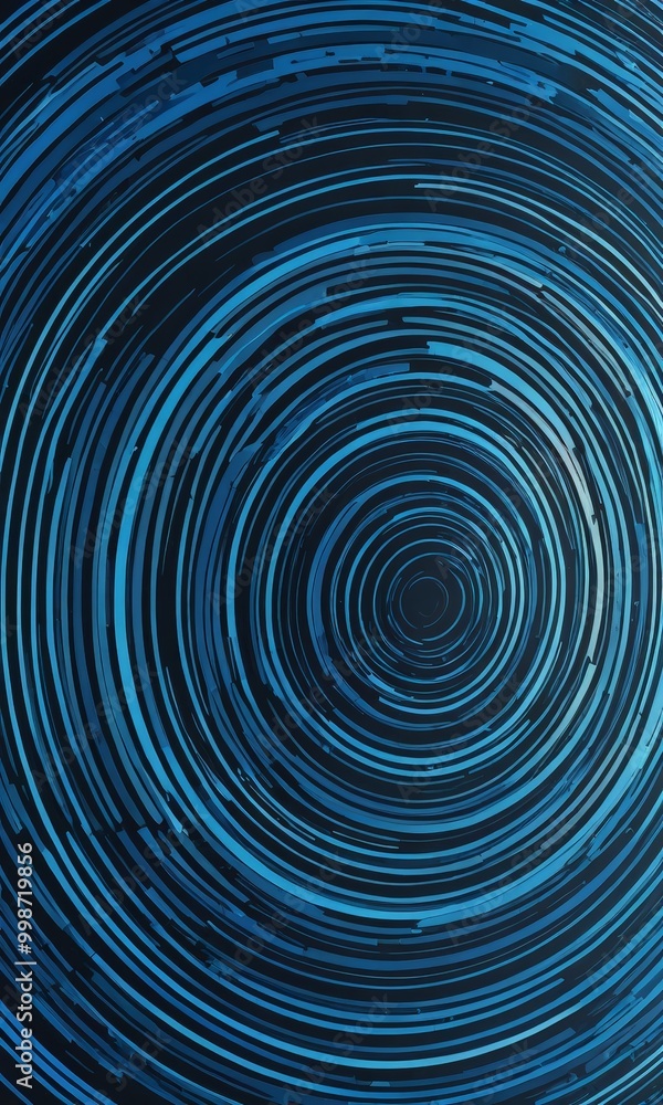Leinwandbilder a captivating abstract pattern of concentric circles in varying shades of blue, creating a mesmerizing visual effect The pattern is composed of concentric circles with