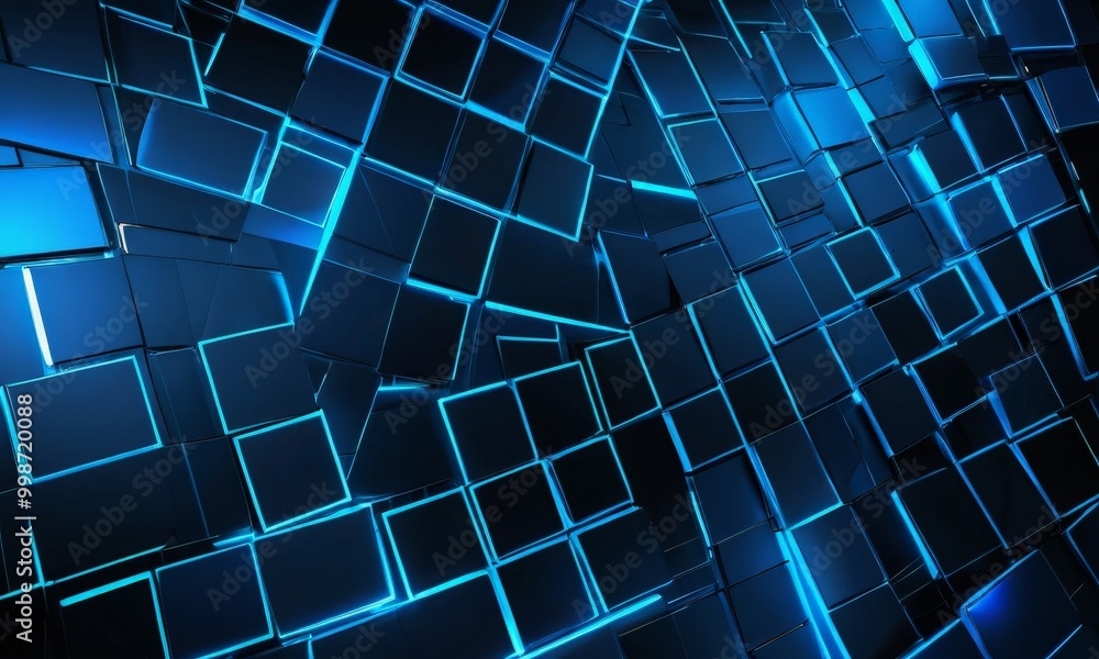 Aufkleber a complex geometric pattern composed of numerous black cubes arranged in a grid-like fashion, with b