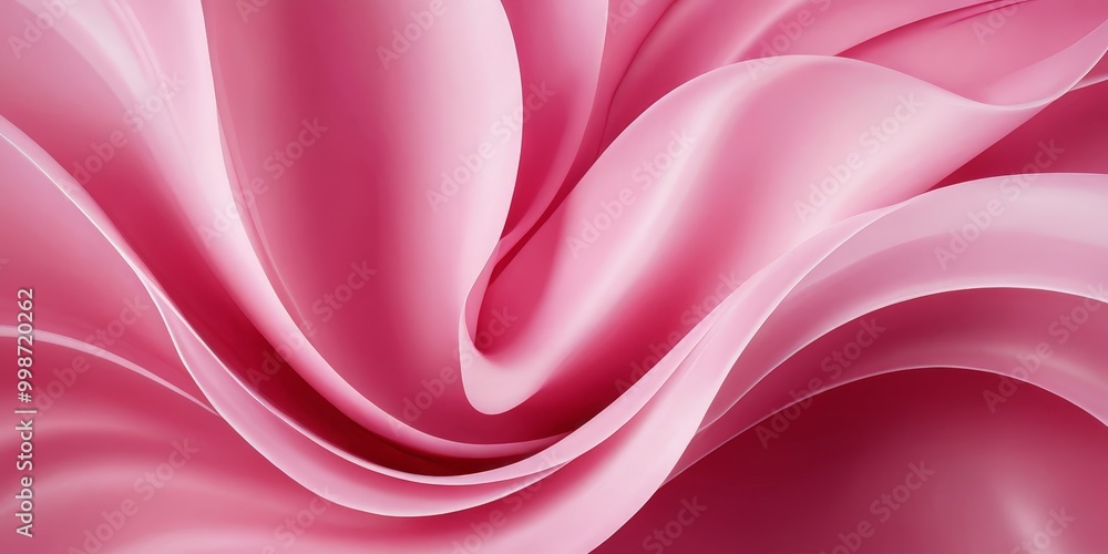 Poster a close-up view pink fabric with a flowing, wavy texture the fabric appears to be made shiny, silky 