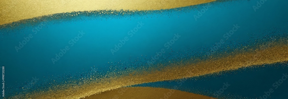 Poster a vibrant abstract composition with a gradient of blue and gold hues the blue section is smooth and 