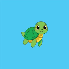 Vector illustration of a cutely smiling cartoon turtle