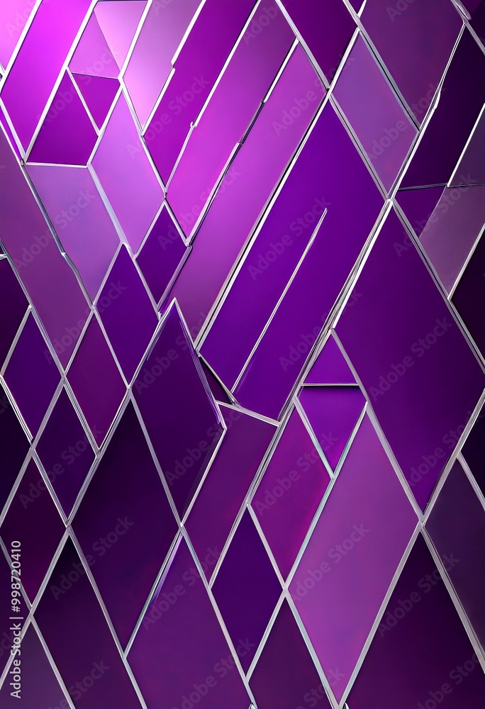 Poster a purple geometric pattern composed of numerous diamond-shaped tiles arranged in a diagonal grid The tiles vary in size and overlap, creating a