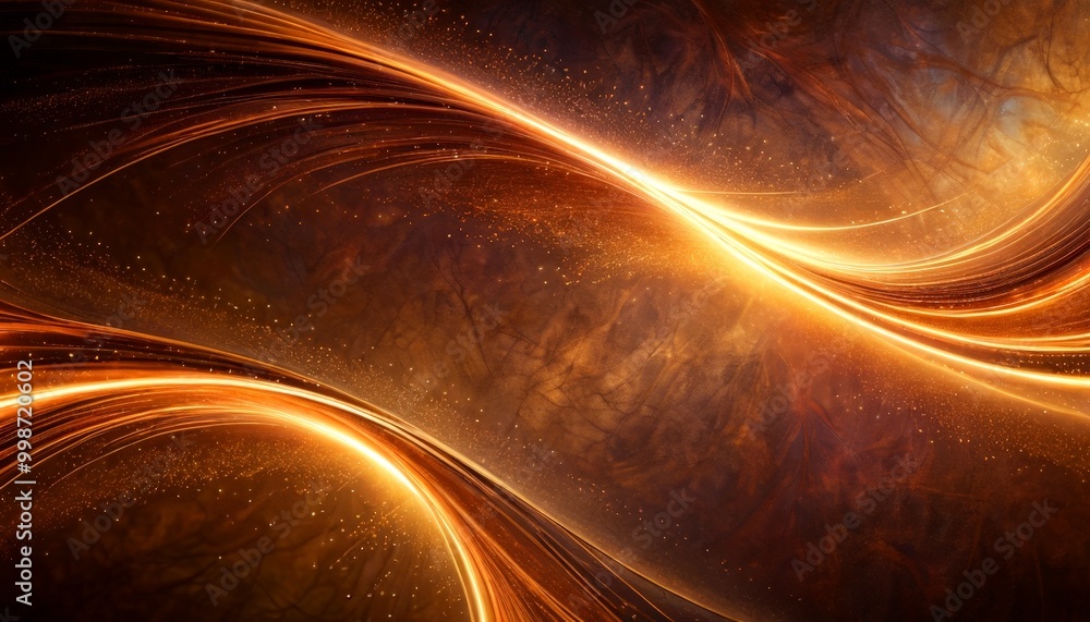 Leinwandbilder a striking abstract composition of swirling, golden lines and particles against a dark background, c