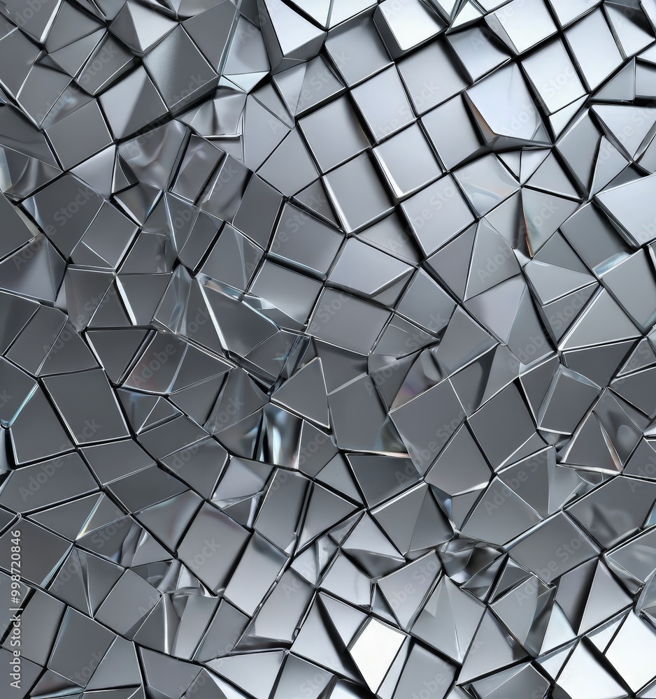 Leinwandbilder a metallic surface composed of numerous small, irregularly shaped cubes or blocks arranged in a grid