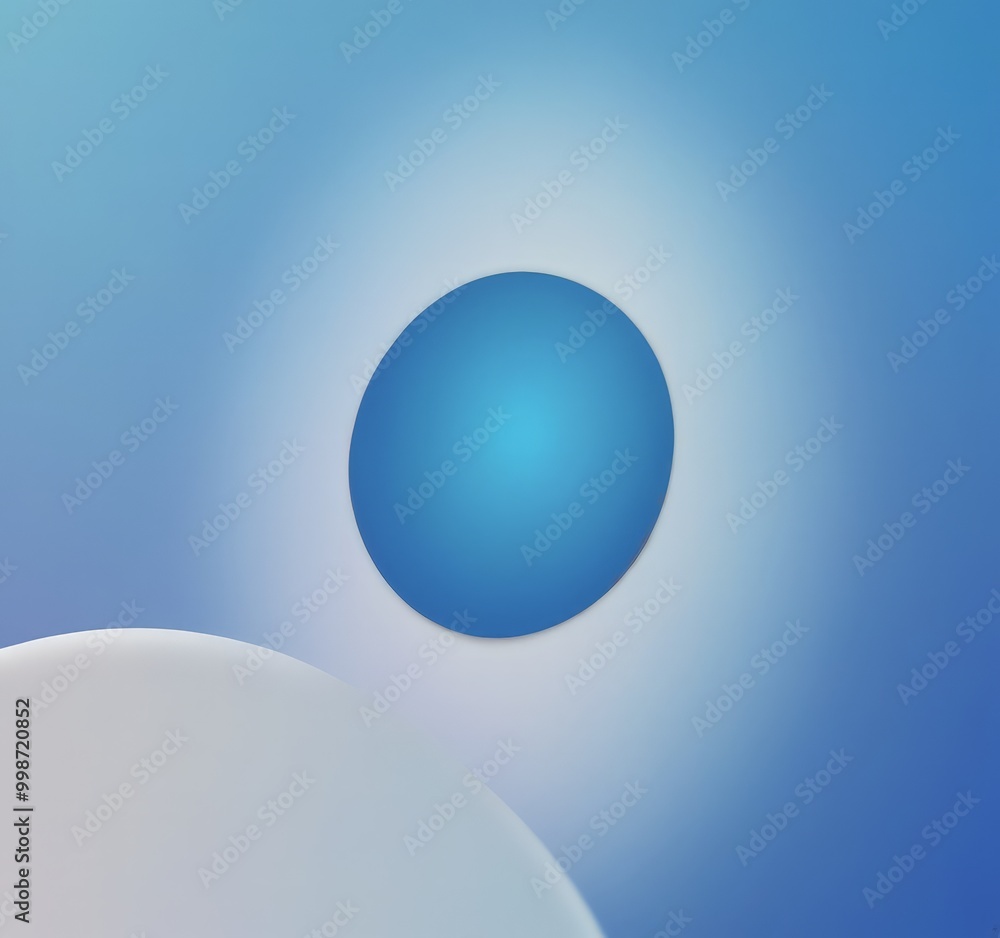 Poster a blue circle in the center, surrounded by a gradient of blue and white, with a white circle on the 