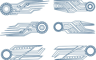 Illustration Vector Graphic Of Futuristic Gear Decal Sticker Outline For Car