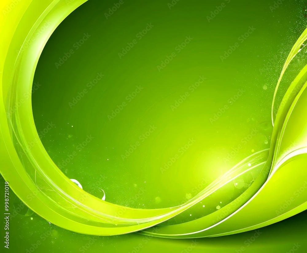 Poster a vibrant, abstract green background with a curved wave-like pattern and small white specks scattered throughout, creating a dynamic and energetic visual effect