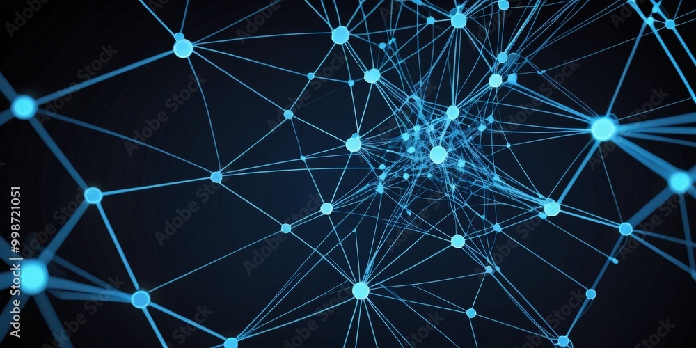 Leinwandbilder a complex network of interconnected lines and dots, resembling a digital or technological system The lines and dots are arranged in a grid-like pattern,