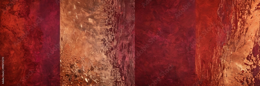 Leinwandbilder a collage of four vertical panels, each with a distinct color and texture, arranged in a grid-like p