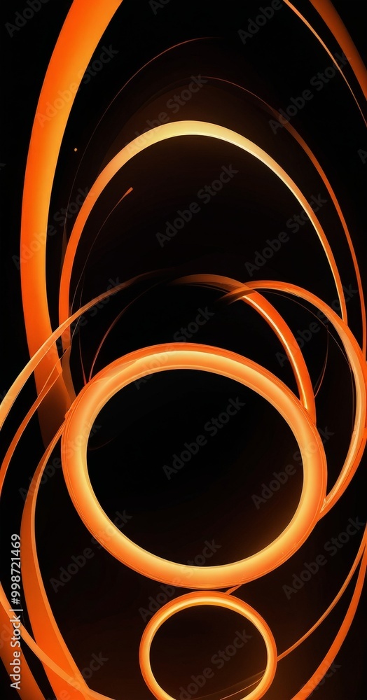Aufkleber a striking abstract composition of overlapping orange and black circles, creating a sense of depth a