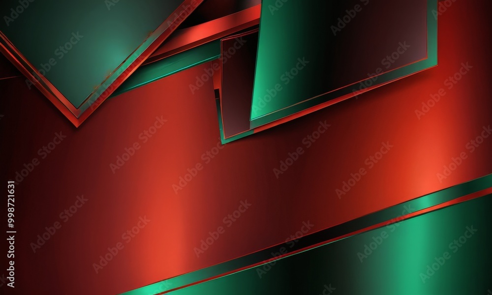 Aufkleber a striking abstract composition of overlapping geometric shapes in shades of red and green, with a gradient effect that transitions from a deep red at the top to a lighter