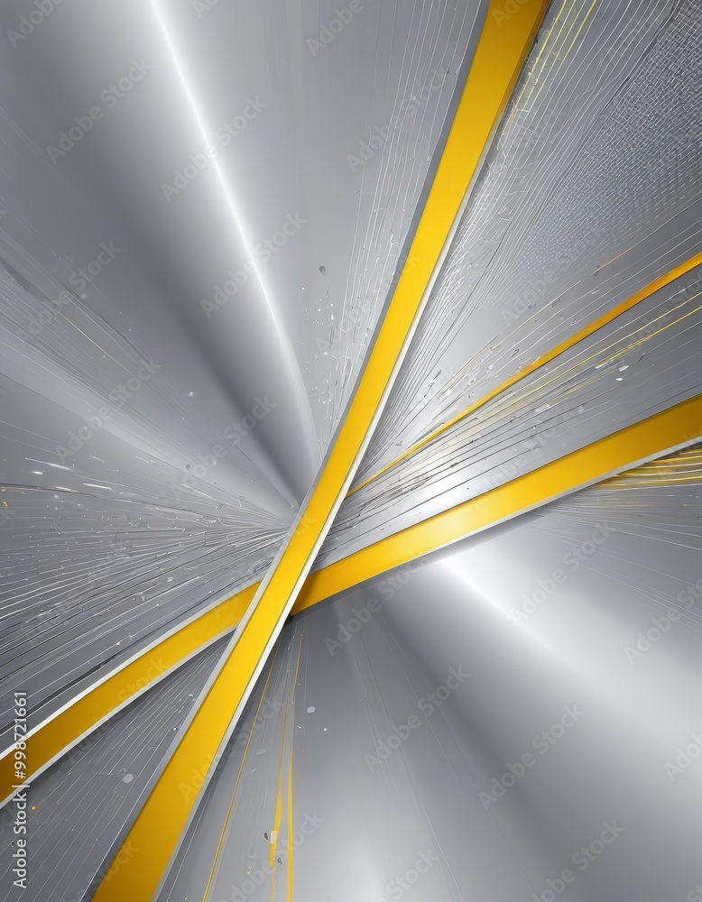 Leinwandbilder a striking abstract composition of intersecting lines and rays of light, with a gradient of gray and yellow The lines and rays are arranged in a diagonal pattern, creating