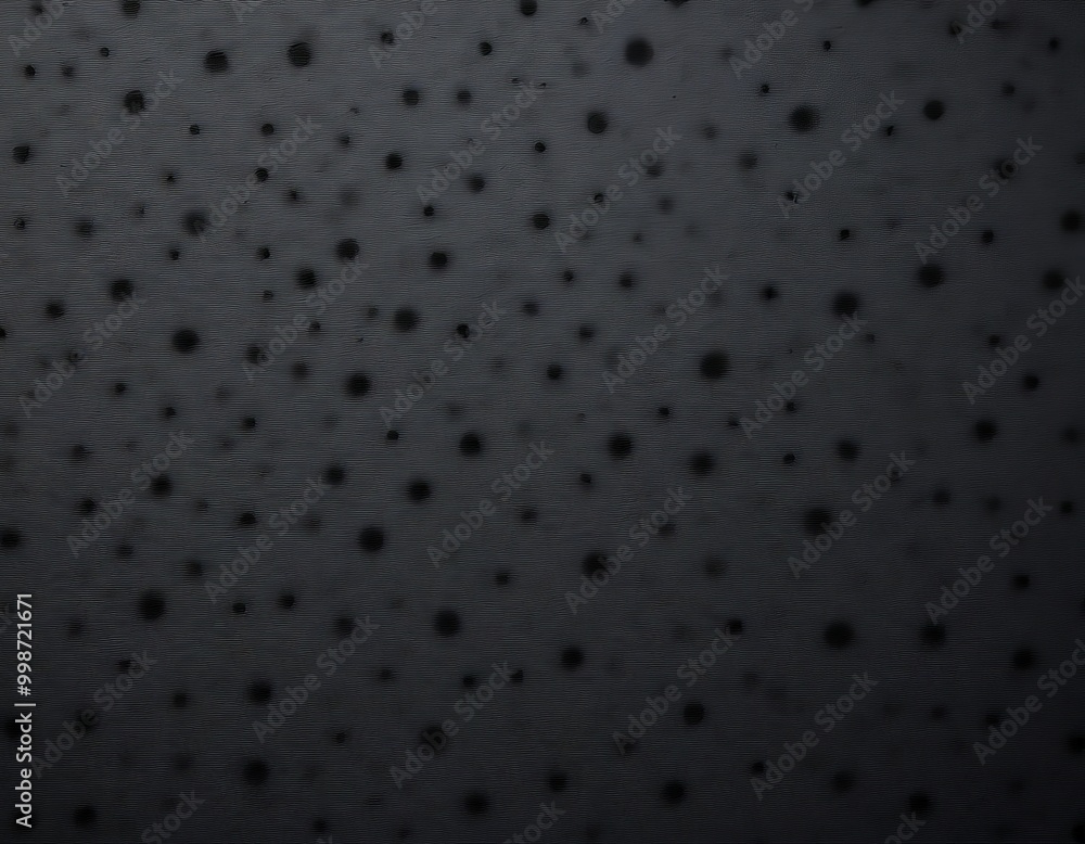 Poster a dark background with numerous small black dots scattered across it, creating a sense of randomness and depth