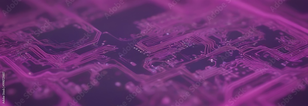 Aufkleber a close-up view circuit board with intricate patterns and lines, in a purple color