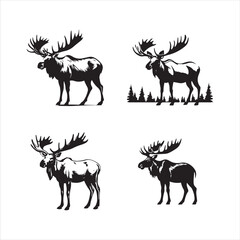 deer silhouette vector illustration, 