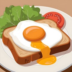  illustration of a breakfast egg toast,generative ai