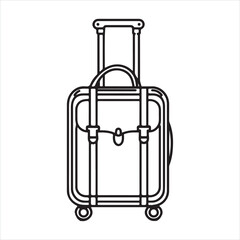 single one line trolley bag silhouette on white background
