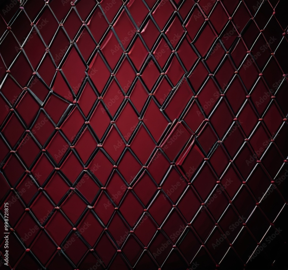 Poster a close-up view red diamond-shaped pattern with black lines, creating a visually striking contrast