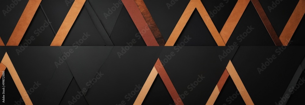 Aufkleber a geometric pattern composed of intersecting lines and triangles in various shades of black, brown, and orange, creating a visually striking and abstract design