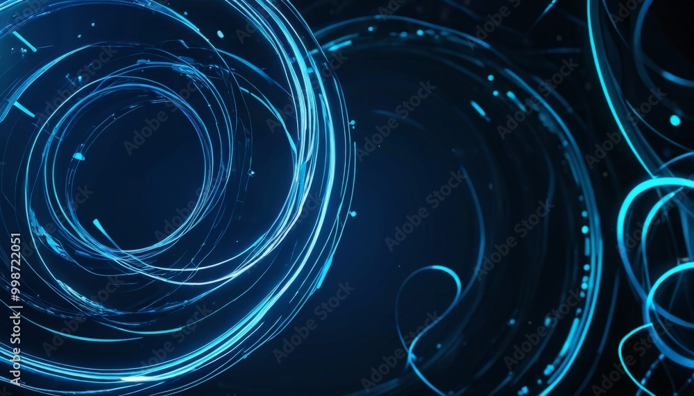 Fototapete a dark blue background with a complex pattern of blue and white lines and swirls, creating a sense of motion and energy