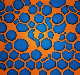 a repeating pattern of blue and orange hexagonal shapes, creating a visually striking and abstract design