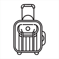single one line trolley bag silhouette on white background

