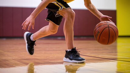 Naklejka premium A dynamic image of a basketball player in motion, showcasing their skills and athleticism on the court.