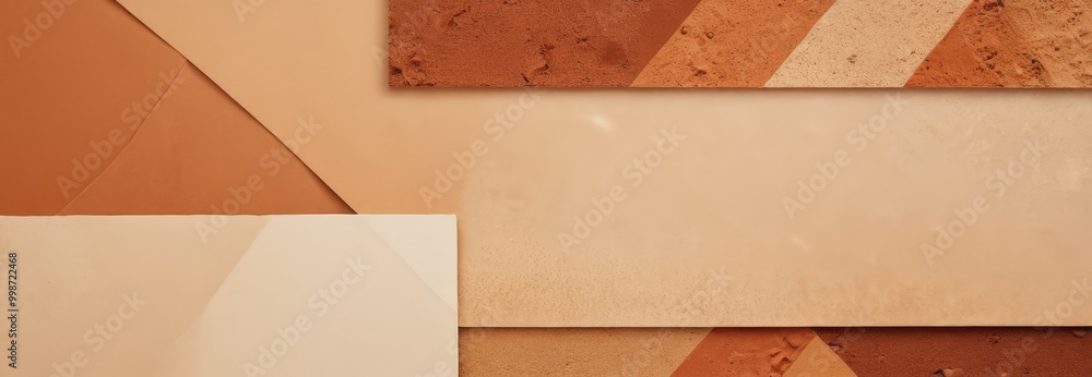 Aufkleber abstract composition of overlapping geometric shapes in warm tones of brown and beige, with a white 