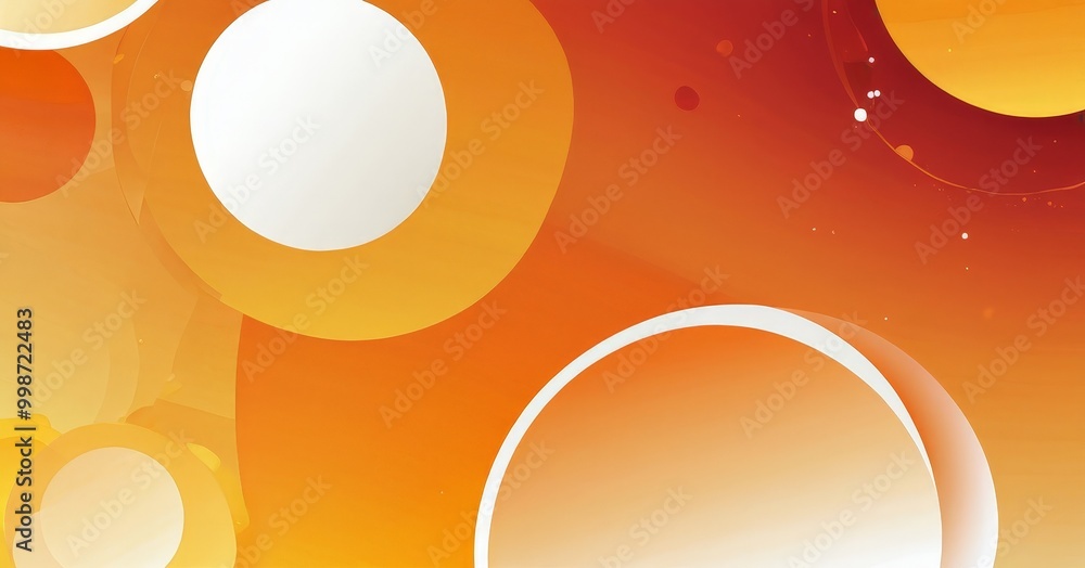 Aufkleber a vibrant abstract composition of overlapping circles in various shades of orange and yellow, creati