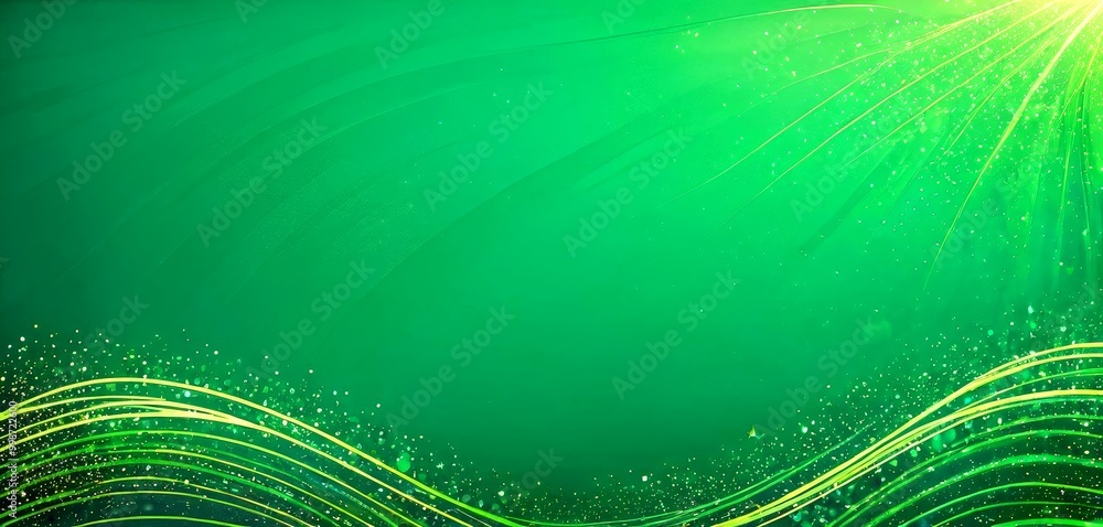 Fototapete a vibrant green background with a dynamic wave pattern and sparkling lights, creating a visually striking and energetic composition