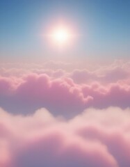 Obraz premium A serene sky with a bright sun peeking through the clouds, casting a warm glow over the scene