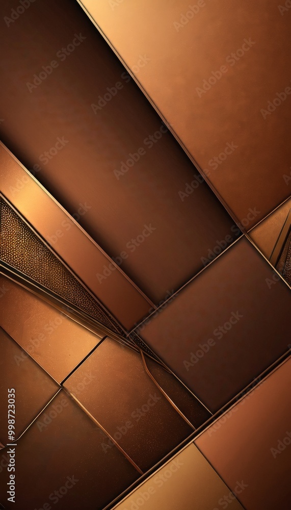 Leinwandbilder a complex geometric pattern composed of intersecting lines and rectangles in shades of brown and gold, creating a visually striking and abstract composition