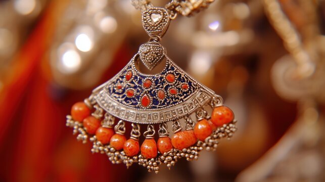 Traditional algerian kabyle jewelry with coral for cultural celebrations and fashion