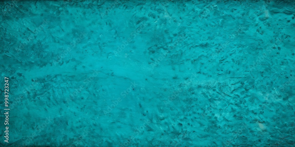 Poster a close-up view textured surface with a vibrant turquoise color The surface appears to be made material that resembles stone or concrete, with a rough and