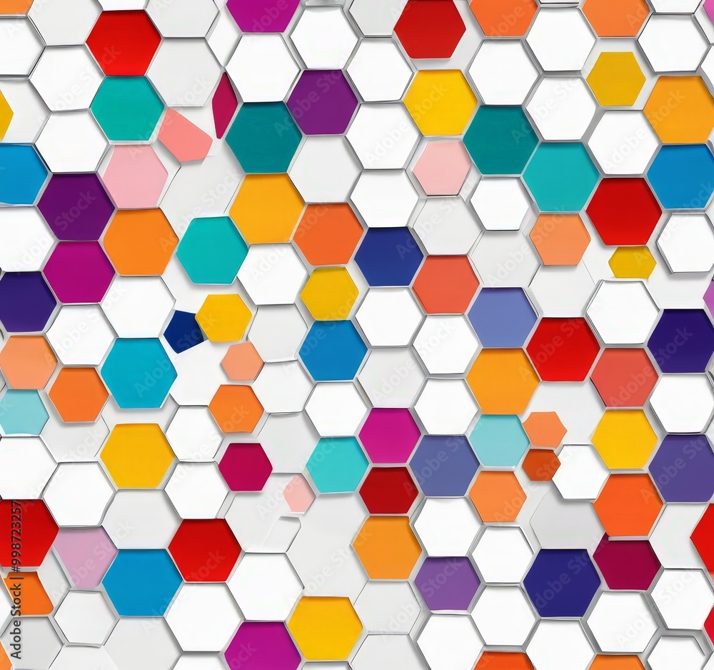 Aufkleber a repeating pattern of colorful hexagonal shapes in various shades of red, orange, yellow, green, bl