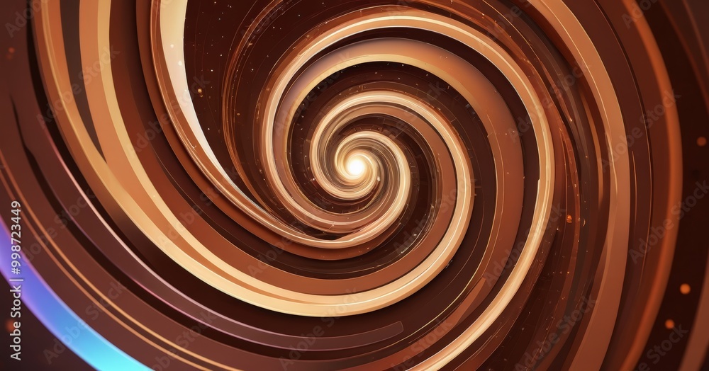 Poster a spiral pattern with a warm, golden hue, creating a mesmerizing visual effect The spiral is composed of concentric circles, each transitioning into the next, with a