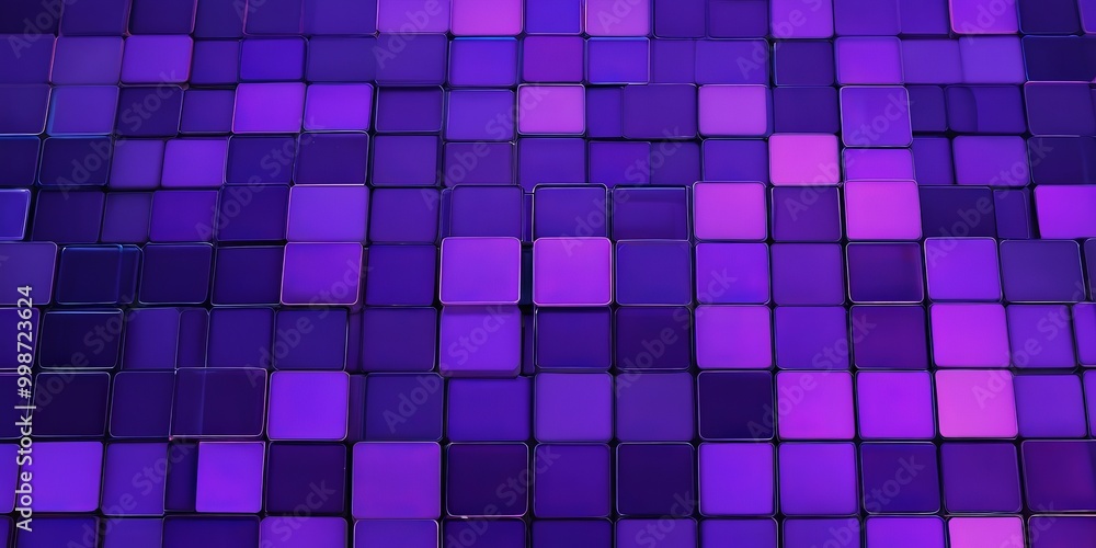 Poster a grid of square tiles in various shades of purple, arranged in a visually appealing pattern.